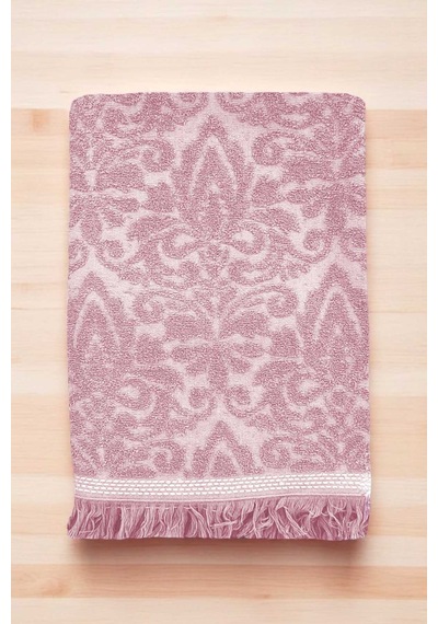 2 Parça Jakarlı Banyo Havlu Takımı %100 Pamuklu 90x150 Cm Arden Pembe Diğer