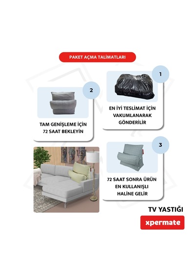 Xpermate Sırt, Bel, Boyun Destekli TV Okuma Yastığı Ameliyat Sonrası Bej