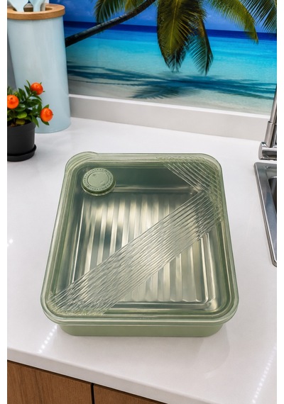Paslanmaz Çelik Vakumlu Saklama Kabı,fırın Ve Kek Kabı 1900 Ml - Tarih Ayarlı Yeşil - 893843373 Yeşil
