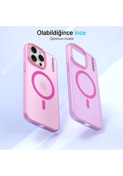Apple iPhone 15 Pro Max Magsafe Uyumlu Mat Sert Klein Kılıf Pembe