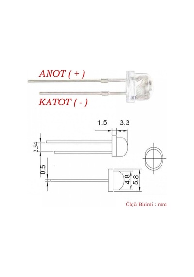 Mantar Led 4.8Mm Sarı 10 Adet