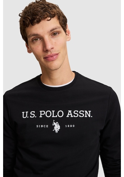 U.S. Polo Assn. Erkek Siyah Bisiklet Yaka Regular Fit Basic Sweatshirt 50333273-vr046