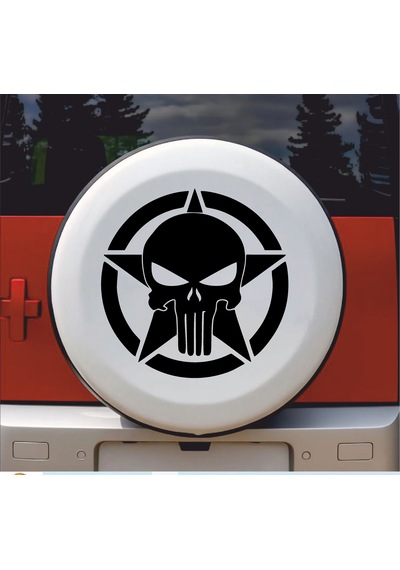 Punisher İnfazcı Kurukafa Yıldız Sticker - Araba Oto Motosiklet Cam Sticker - 00063 20x20 Cm