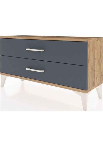 Arges Şifonyer 2 Çekmeceli 88x30x48 Çam-antrasit Atlas Çam