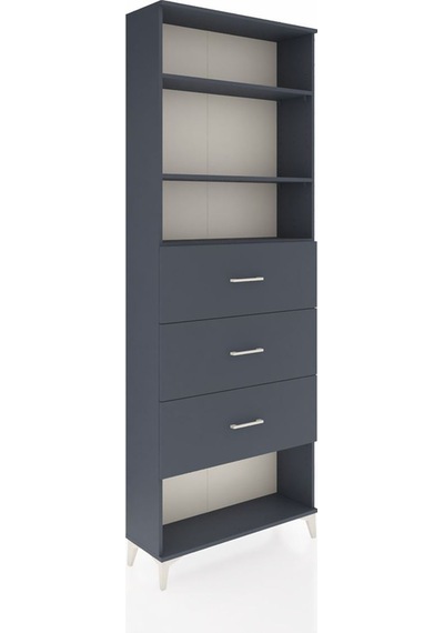 Arges Dolap 3 Raflı 3 Çekmeceli 88x30x243 Antrasit-antrasit Antrasit