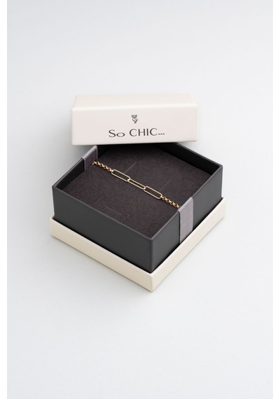 So Chic İtalyan Ataç Model 18 Ayar Sarı Altın Kaplama 19 Cm Gümüş Bileklik Sarı
