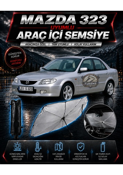 Mazda 323 Araç Ön Cam Güneşliği Katlanabilir Şemsiye Oto Güneşlik Uv Korumalı Gölgelik Araba Oto Şemsiyesi