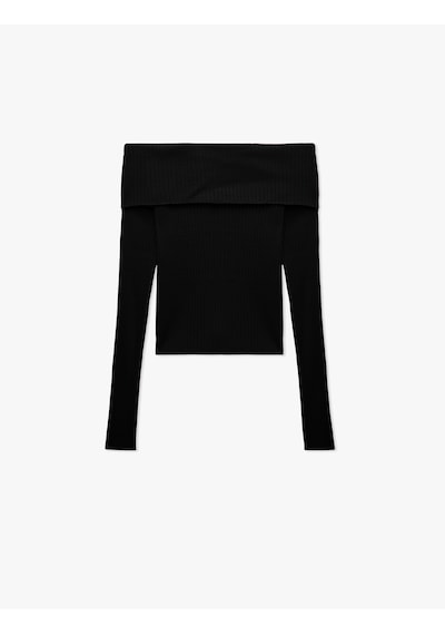 Koton Madonna Yaka Uzun Kollu Slim Fit Triko Kazak Siyah 6wal90019ht