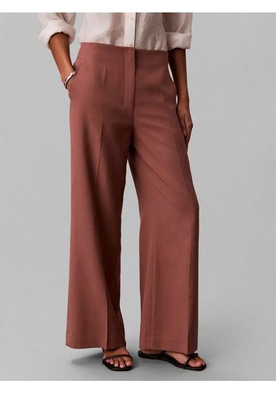 Calvin Klein Lınen Dressy Pant, 41j, Sh, 4 Kahverengi Kadın Pantolon