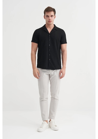 Cazador Örme Erkek K.kol Gömlek Slim Fit Siyah 2000 Siyah