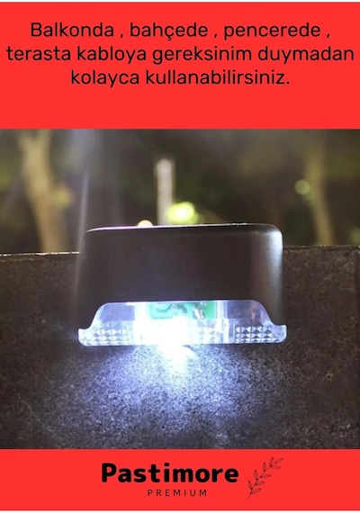 Premium Su Geçirmez Solar Güneş Enerjili Şarj Edilen Köşebent Merdiven Veranda Bahçe 4'lü Led Set