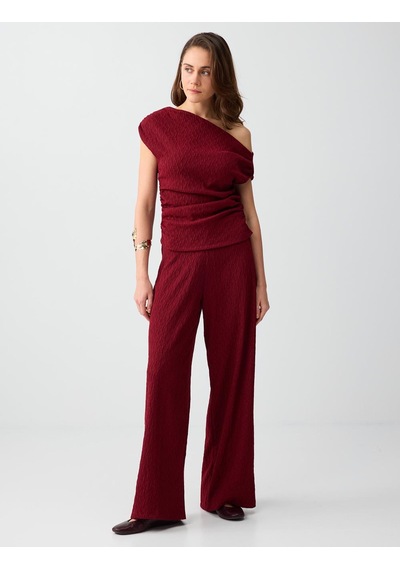 Jimmy Key Jimmy Key Bordo Beli Lastikli Normal Paça Normal Bel Örme Pantolon 6sw186692562