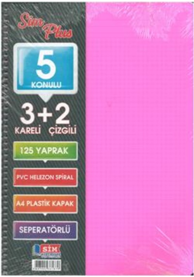 Sımplus A4 3+1 100 Yp Plastik Kapak Ayraçlı Defter Pembe