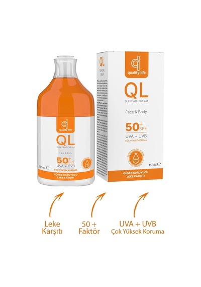 Quality Life Leke Karşıtı Su Bazlı Yüz Güneş Kremi SPF50 110 ML