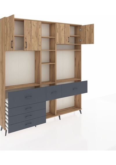 Arges Dolap 11 Raflı 6 Çekmeceli 4 Kapaklı 220x30x243 Çam-çam/antrasit Atlas Çam/antrasıt Arges Dolap 11 Raflı 6 Çekmeceli 4 Kapaklı 220x30x243 Çam-çam/antrasit Atlas Çam/antrasıt