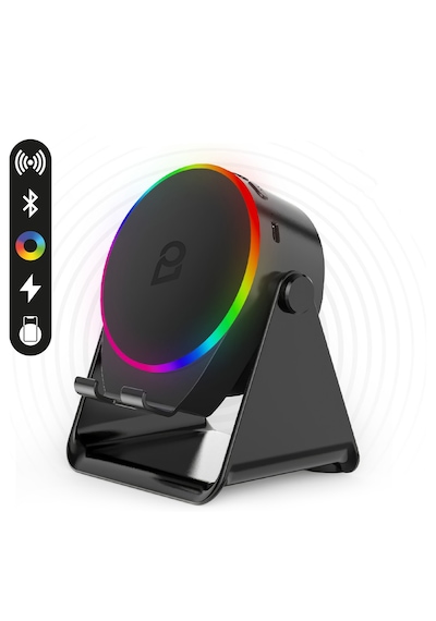 Enkado Ekd-s10 5in1 Kablosuz Şarjlı Bluetooth Hoparlör 5w 2000 Mah Batarya, Rgb Işıklı, Wireless Indüksiyon Speaker Siyah