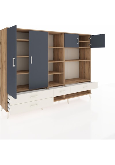 Hyperion Dolap 12 Raflı 4 Çekmeceli 4 Kapaklı 220x44x163 Çam-antr Çam-antrasit/aytaşı Hyperion Dolap 12 Raflı 4 Çekmeceli 4 Kapaklı 220x44x163 Çam-antr Çam-antrasit/aytaşı