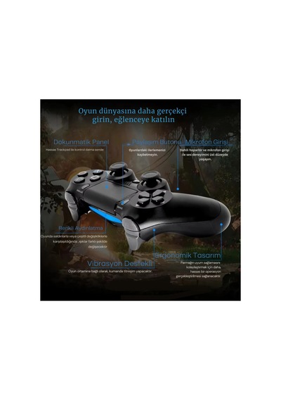 Kablosuz Oyun Kolu Playstation 4 - Pc - Tv - Tablet Uyumlu Siyah - 648037407