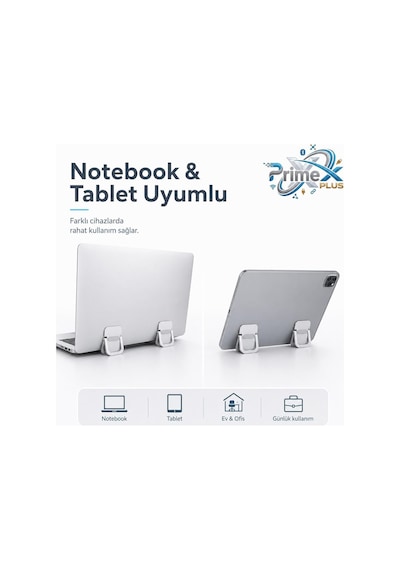 Primex Px-al02 Yapışkanlı Katlanabilir Notebook Ve Tablet Yükseltici Mini Stand, Ergonomik Laptop Yükseltme Aparatı, Taşınabilir Masaüstü Telefon, Tablet, Klavye, Notebook İçin Çok Amaçlı Stand