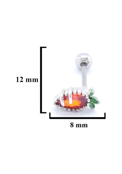 Ferizz 316l Çelik Zirkon Taşlı Havuç Şekilli Piercing Prc-174 Gümüş