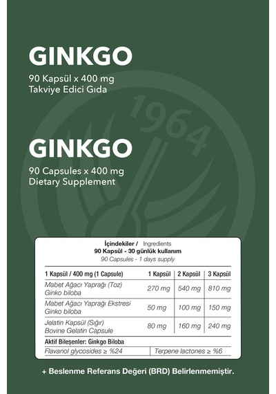 Sepe Natural Ginkgo Biloba Mabet Ağacı Ekstresi Full Potency 90 Kapsül x 400 MG