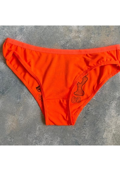 Kadın %95 Pamuklu Günlük Kullanım Seksi Yazılı Slip Neon Turuncu/miss You