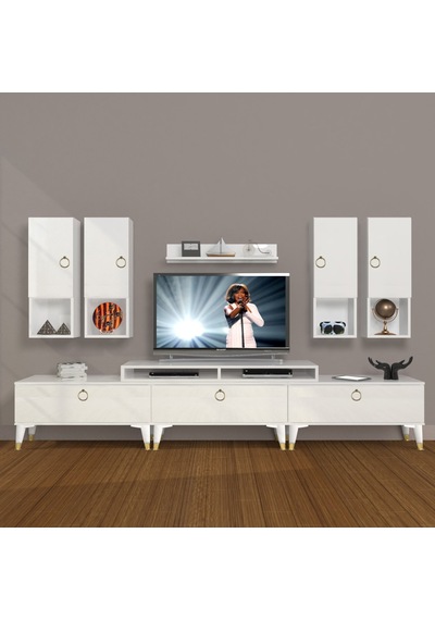 Decoraktiv Ekoflex 8da Mdf Gold Tv Ünitesi Tv Sehpası Beyaz