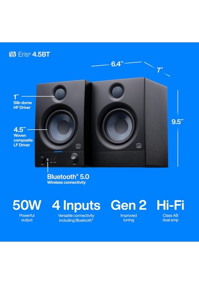 Eris 4.5bt 2. Nesil 4.5 Bluetooth Kablosuz Teknolojili Medya Referans Monitör, 50 Watt