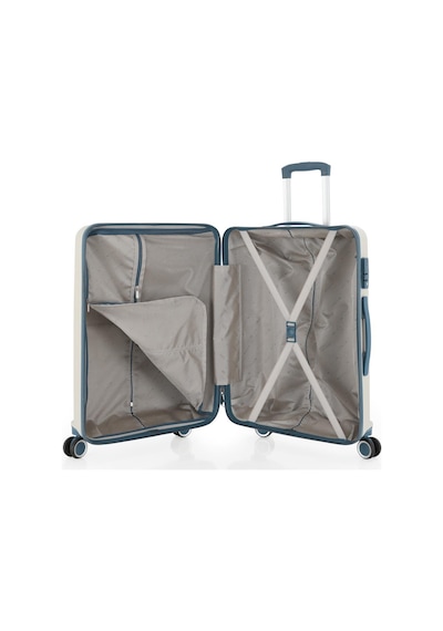 Mçs Bavul Orta Ve Kabin 2li Set Kırılmaz Silikon Valiz V374 Kemik/skyblue Kemik