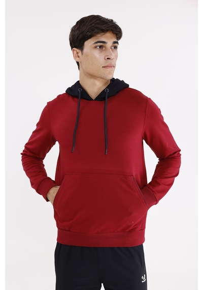 Rowinger Kanguru Cepli Ayarlanabilir Kordonlu Ribana Manşetli Rahat Kesim Kapüşonlu Sweatshirt Burgundy