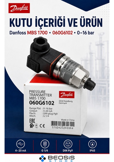 Danfoss 060g6102 Mbs 1700 0-16 Bar Basınç Transmitteri