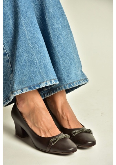 Fox Shoes Z820851009 Kahverengi Kalın Topuklu Kadın Ayakkabı