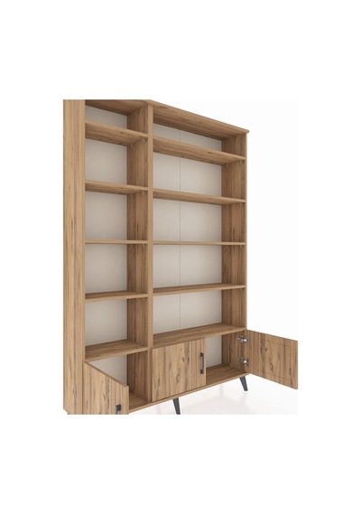 Arges Dolap 10 Raflı 3 Kapaklı 132x30x195 Çam-çam/çam Çam