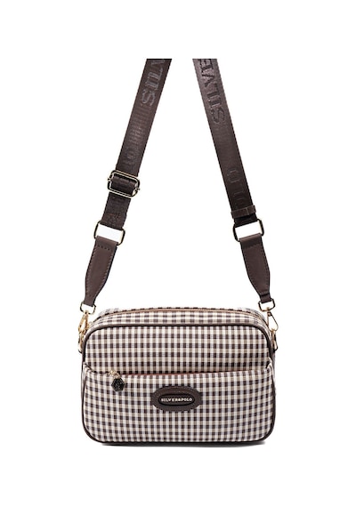 Silver Polo Sp1267 Kadın Çapraz Çanta Ekose Line Kare Kahve Sarı-kahve