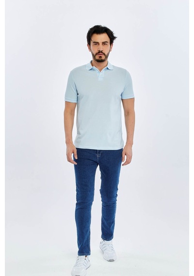 Süvari Slim Buz Mavisi Erkek Polo Yaka T-shirt Ts1014000474 Buz Mavi