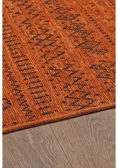 Bohem Tarz Dekoratif Pamuk Taban Şönil Kilim Terra Renk Halı Turuncu