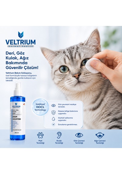 Kedi Köpek Göz Çevresi, Kulak Ve Pati Temizliği 200 Ml - Alkolsüz Hipokloröz İçerikli