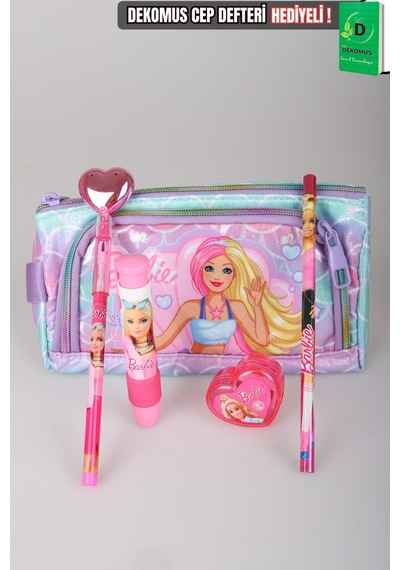 X Dekomus Lisanslı Barbie Deniz Kızı Collection Kalem Çantası,parlak Geçmeli Kalem,roket Silgi,kalpli Kalemtraş Ve Kurşun Kalem Seti Diğer