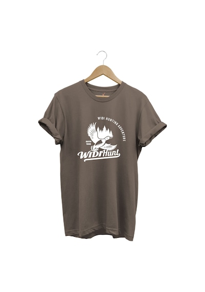 Avcılık Hunting Ördek Avı Baskılı Adventure %100 Pamuk Regular Fit Bisiklet Yaka Unisex T-shirt Kahverengi