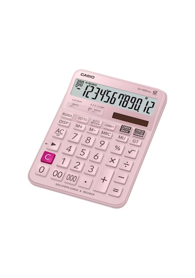 Casio Dj-120d Plus Pembe İşlem Kontrollü 12 Hane Masa Üstü Hesap Makinesi Çok Renkli