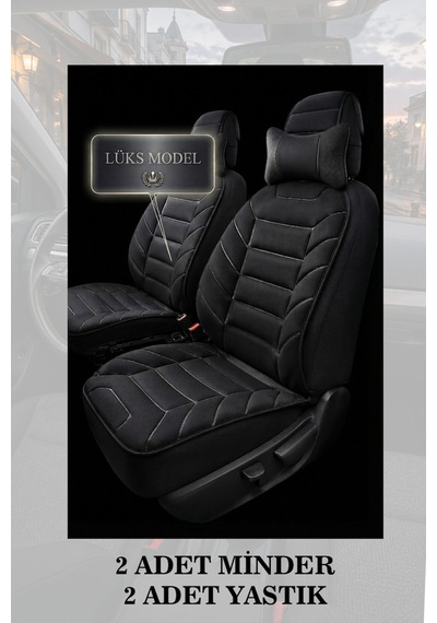 Citron C3 2002 Uyumlu Premium Siyah Renk Lüks 2 Adet Minder Ve Yastık