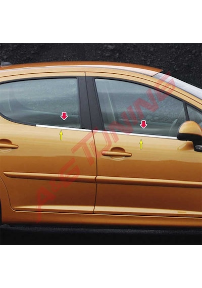 Peugeot 207 Krom Cam Çıtası Takımı 4Parça Paslanmaz Çelik N11.5558