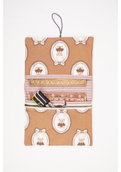 Kitap Kılıfı A5 Uyumlu Fermuarlı Kalem Cepli Kumaş Organizer