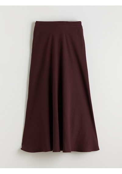 Lcw Modest Bordo Beli Fermuarlı Kloş Etek
