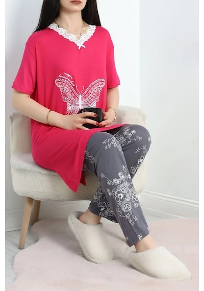 Seka Store Seka Ringviskon Pijama Takımı Fuşya - 50632.1931. Çok Renkli