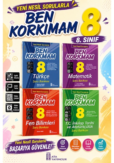 8.sınıf Ben Korkmam Türkçe-matematik-fen Bilimleri-tc İnkılap Tarihi Soru Bankası Seti