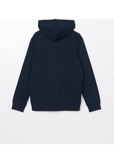 Lcwaıkıkı Basic Lacivert Kapüşonlu Uzun Kollu Erkek Fermuarlı Sweatshirt