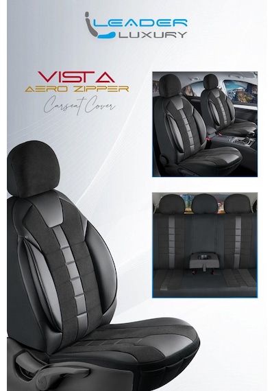 Ford Focus Collection Keten Oto Koltuk Kılıfı Ön Arka Set Dark Siyah Vista Seri