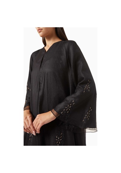 Rauaa Official Şık Organza Elbise Bead Detaylı Modern Tasarım İle Zerafet Sunuyor Siyah