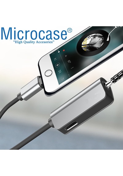 Apple Uyumlu iPhone Lightning Splitter 2in1 Şarj Ve Kulaklık Çevirici - My032 Gri